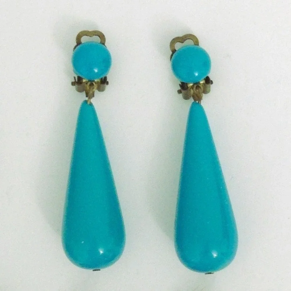 Vintage Clip Earring Lot (Set of 5)- Black, Silver, Blue,‎ Green, Pink